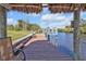 Long dock extending over calm waters of the canal at 18138 Eau Gallie Cir, Port Charlotte, FL 33948