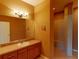 Well-lit bathroom with vanity, large mirror and walk-in shower at 24067 Park Place S Dr # 71, Punta Gorda, FL 33980