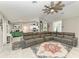 Open concept living room with sectional sofa and farmhouse style at 2467 Odessa Ln, Punta Gorda, FL 33983