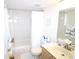 Clean bathroom with shower/tub combo, vanity, and mirror at 3627 Bal Harbor Blvd # 102, Punta Gorda, FL 33950