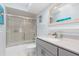 Clean bathroom with a shower/tub combo and updated vanity at 1460 Raven Ct, Punta Gorda, FL 33950