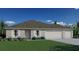 Single-story home with three-car garage and landscaped front yard at 2299 N San Mateo Dr, North Port, FL 34288