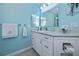 White vanity, light blue walls, and a towel rack at 3335 Purple Martin Dr # 6, Punta Gorda, FL 33950