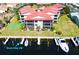 Aerial view of end unit condo with private boat dock at 2601 W Marion Ave # 45C, Punta Gorda, FL 33950