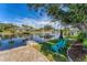 Relaxing waterfront backyard features seating area and canal views at 18390 Burkholder Cir, Port Charlotte, FL 33948