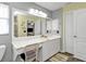 Modern bathroom with white vanity and large mirror at 3189 Tally Ho Rd, North Port, FL 34291