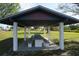 Covered picnic shelter with a long table and benches, ideal for outdoor gatherings at 422 Omen St, Punta Gorda, FL 33982