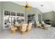 Spacious patio with wicker furniture and access to the pool and backyard at 1014 Francesca Ct, Punta Gorda, FL 33950