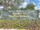 Entrance sign for the Garden of the Five Senses in North Port, Florida at 325 San Benito Ave, North Port, FL 34287