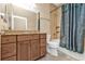 Clean bathroom with single vanity and shower/tub combo at 4590 Turnberry Cir, North Port, FL 34288
