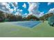 Outdoor tennis courts featuring pristine blue courts, surrounded by lush greenery and clear skies at 1407 Red Oak Ln, Port Charlotte, FL 33948