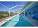 Inviting pool and patio area with blue walls and comfortable seating at 3339 Desoto Dr, Punta Gorda, FL 33983