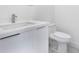 Clean bathroom with single vanity, toilet, and white cabinets at 17200 Mint Ln, Punta Gorda, FL 33955