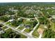 An aerial view of a community neighborhood with a mix of single-Gathering homes surrounded by lush greenery at 2143 S Haberland Blvd, North Port, FL 34288
