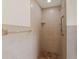 Tiled walk-in shower with built-in shelves and grab bars, offering accessibility and a clean aesthetic at 2443 Lake View Blvd, Port Charlotte, FL 33948