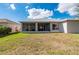 This backyard features a screened-in patio, providing an ideal space for enjoying the outdoors at 24576 Buckingham Way, Punta Gorda, FL 33980