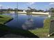 Scenic pond with fountain feature enhancing the neighborhood's landscape at 258 Palm Harbor Dr, North Port, FL 34287