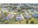 Scenic aerial view of a residential neighborhood with well-maintained homes and green spaces; several homes have screened pools at 26166 Paysandu Dr, Punta Gorda, FL 33983