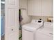 Laundry room with white cabinets and a side-by-side white washer and dryer at 1286 Green Oak Trl, Port Charlotte, FL 33948