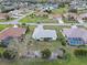 Aerial view of a single-Gathering home with a well-maintained yard in a quiet residential neighborhood at 1364 Ultramarine Ln, Punta Gorda, FL 33983