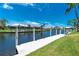 Long private dock for boats, providing direct access to the canal and waterfront enjoyment at 1453 Wren Ct, Punta Gorda, FL 33950