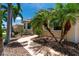 Landscaped front yard with a stone walkway and mature palm trees at 1453 Wren Ct, Punta Gorda, FL 33950