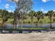 Picturesque backyard view featuring mature trees, water feature, and protected by environmental controls at 1818 New London St, North Port, FL 34288