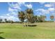 Green field showcasing a picturesque landscape with scattered trees under a blue sky at 10256 Shadow Run Ct, Punta Gorda, FL 33955