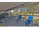 Relaxing screened-in patio with comfortable seating, ceiling fans, and a view of the lush backyard at 25202 Chiclayo Ave, Punta Gorda, FL 33983