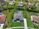 Aerial view of property highlighting the pool, screened lanai, lush yard and surrounding neighborhood at 5131 Appomattox Dr, North Port, FL 34287