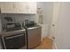 Practical laundry room equipped with modern washer/dryer and ample cabinet space at 5131 Appomattox Dr, North Port, FL 34287