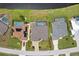 Birds eye view highlighting the property's layout, pool, and surrounding neighborhood at 158 Mariner Ln, Rotonda West, FL 33947