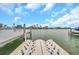Waterfront property featuring a private dock with picturesque views of the tranquil water and surrounding neighborhood at 36 Dolphin Dr, Treasure Island, FL 33706