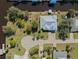 An aerial view captures this waterfront home, highlighting lush landscaping and access to waterways with a circle driveway at 2012 River Basin Ter, Punta Gorda, FL 33982