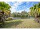 Scenic waterfront backyard with canal view, grassy lawn and tropical trees at 3487 Cabaret St, Port Charlotte, FL 33948