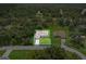 Aerial view of a beautiful single-Gathering home surrounded by lush greenery and a well-manicured lawn at 5366 Dunsmuir Rd, North Port, FL 34288