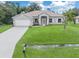 Well-maintained home featuring a lush green lawn, a pristine driveway, and a two-car garage at 5366 Dunsmuir Rd, North Port, FL 34288
