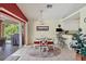 Bright dining area features a round table, red accents, and a large sliding door to the outdoor space at 163 Jennifer Dr, Rotonda West, FL 33947