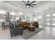 Open living room showcasing a stylish leather sofa and a modern coffee table at 261 Broadmoor Ln, Rotonda West, FL 33947