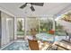 Relaxing screened porch with glass-top table and wicker chairs at 1115 Larchmont Dr, Englewood, FL 34223