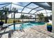 Inviting pool and spa with screened enclosure and scenic water views at 13092 Rinella St, Venice, FL 34293