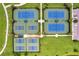 Aerial view of tennis and pickleball courts at 13215 Amerigo Ln, Venice, FL 34293