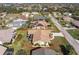 Aerial view of single-Gathering home with pool and solar panels at 5826 Harrison Rd, Venice, FL 34293