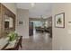 View from entryway into living room, showcasing neutral tones at 13241 Creekside Ln, Port Charlotte, FL 33953