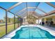 Inviting screened-in pool area with lounge chairs and patio furniture at 738 Boundary Blvd, Rotonda West, FL 33947