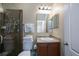 Clean bathroom with a large vanity and shower at 8626 Agate St, Port Charlotte, FL 33981