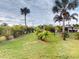 Backyard with lush landscaping and palm trees at 170 Antilla Dr, Rotonda West, FL 33947