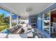 Cozy screened patio with sectional sofa and rug at 221 E Wentworth St, Englewood, FL 34223