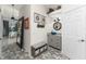 Stylish bathroom with blue sink, gray vanity, and tiled floors at 3310 Bay Ridge Way, Port Charlotte, FL 33953
