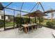 Covered patio with outdoor dining area and pool view at 3310 Bay Ridge Way, Port Charlotte, FL 33953